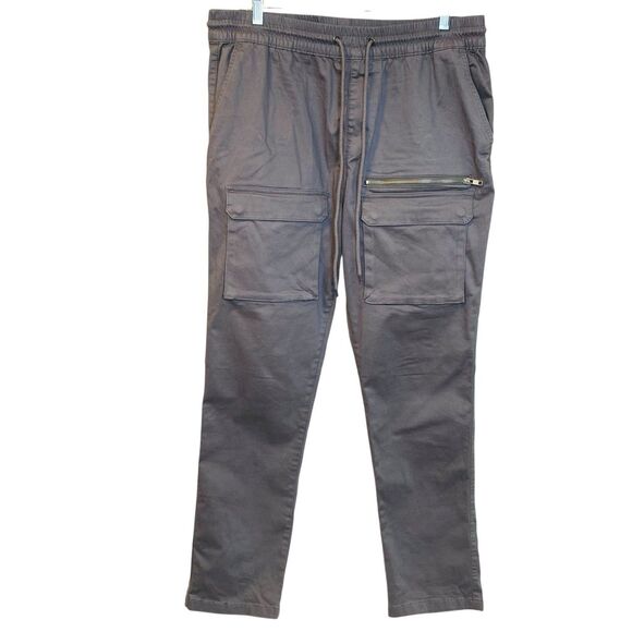 PacSun Cargo Pants Mens L Gray Pull On Tapered Utility Workwear Casual Outdoor - Picture 1 of 10